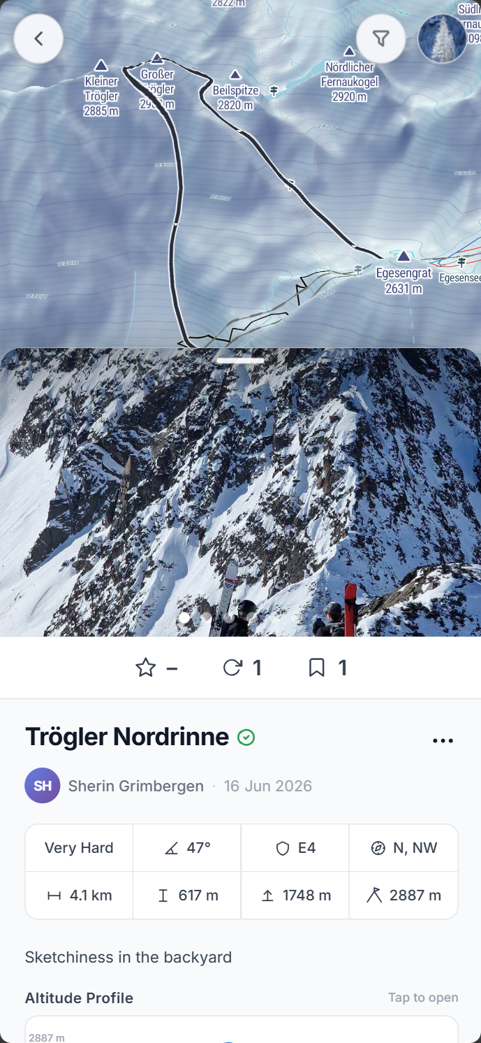 SteepMap tour detail on a phone