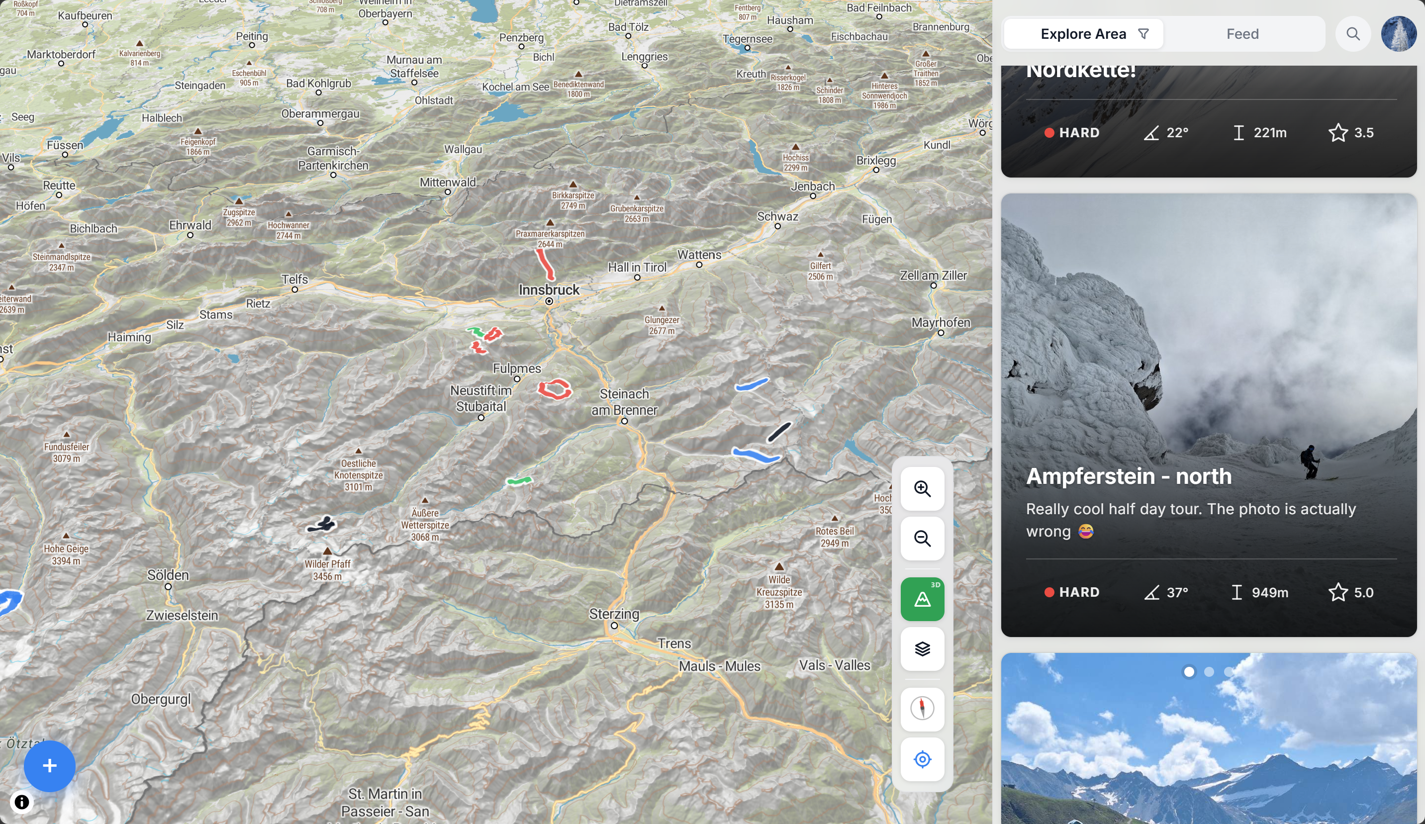 Topographic 3D terrain basemap on the SteepMap desktop map